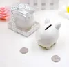 Party Favor Ceramic Mini Piggy Bank in Gift Box with Polka-Dot Bow Coin box for baby shower favors Christening gifts RRB14164