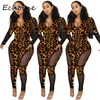 2020 Bahar Seksi Tulum Leopar Baskı Playsuits Bodysuit Tulum Bayan Tulum Streetwear Parti Gece Giysileri T200303