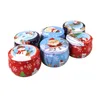 2020 Christmas suit scented candle jar with hand gift box candy flower tea tin box round drum metal tin can