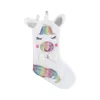 Unicorn Christmas Stocking with LED Light Cartoon Unicorn Sequin Strumpor för juldekoration Gift Candy Bag