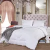 Ensembles de couettes coton blanc couette literie bande de Satin luxe doux Textile de maison literie et lit housse de couette taies d'oreiller