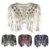 Luxury-Dancing Party Evening Cape Tippet Women Shawl Sequin Cape Scarf Fashion Cloak Wrap Art Deco Flapper Cover Up