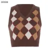 Women Vintage Sweater Vest Y2k Tops Argyle Sweater Sleeveless Plaid Knitted Crops Tops Sweaters for Women Clothing Y2011285167172