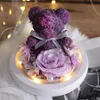 Teddy Bear Rose Flowers In Glass Dome Christmas Festival DIY Cheap Home Wedding Decoration Birthday Valentine's Day Gifts289P