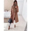 Kvinnor Woolen Blends Coats Fashion Trend Cardigan Button Lapel Coats Designer Vinter Kvinna Godisfärger Casual Loose Mid-Length Ytherwear