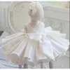 New Fashion Beaded Bow Baby Girl Dress Princess Fluffy Tulle Infant Clothes Baby Girls Baptism Christening 1st Birthday Gown Q1223238q