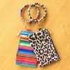 PU Keychain Bracelet Wallet Woman Handbag Leather Tassel Pendant Handbag Leopard Sunflower Print Bracelet Ladies Bag Gift 14 colors