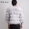 Pink Java 1801 Fur Coat Real Women Winter Winter Fur Fur Jacket Short Fur Coat Wholesale Higine Short Sleeve 201016