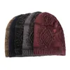 Cool Men Winter Plush Thicken Keep Warm Weave Knitted Hat Outdoor Sports Windproof Skull Caps WM136