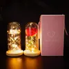 2021 LED Enchanted Galaxy Rose Eternal 24K Gold Foil Flower Avec Fairy String Lights In Dome Pour Noël Saint Valentin Cadeau