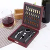 Hembesök Pourer Tin Foil Cutter med schack korkskruv Vintage presentförpackning Cork Game Wine Opener Tool Set Wood Board Accessory T2004121778