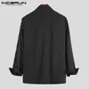 INCERUN 2020 di Modo Degli Uomini Della Camicia A Maniche Lunghe Streetwear Patchwork Chic Risvolto di Affari Mens Camicie Eleganti Del Partito di Marca Camisas S-5XL