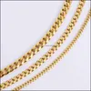 Hangende kettingen hiphop dames mannen nekjes cadena's cubanas 18k vergulde dikke cuban link ketting stalen druppel levering9131500