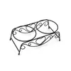 Fashion Stainless Steel Double Pet Bowls Feeder Elevated Stand Raised Dish Feeding Food Water Dog Cat Supplies Y200917