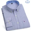 Größe S - 7XL Blaues Herrenhemd Langarm 100 % Baumwolle Oxford Weich Bequem Normale Passform Hochwertige Business-Mann-Freizeithemden 220222