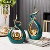 Abstract Ceramic Sculpture Golden Statue Modern Home Decoration Living Room Desktop Office Accessories Crafts Gift 220329