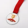 DHL Kişiselleştirilmiş Yaldızlı Madalya Süblimasyon Saman Desen Tasarım Madalya Maratonu İpi ile Ödüller RRE12353