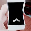 CLEAR CZ Diamond Princess Wish Ring Set Original Box voor Pandora 925 Sterling Silver Women Girls Wedding Crown Rings