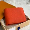 2022 New Designer Wallets 5A Top Quality Portefeuille court en cuir véritable pour hommes Fashion L0 Sac à main orange et bleu clair pour femmes avec boîte-cadeau