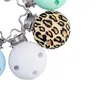 Macaroon Silicone Pärlor Pacifierklipp Leopard Making Baby Tandling Halsband Tillbehör Metall Anti Fallande Kedja Clip Nippel DIY 20220305 H1