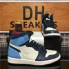 Top Quality Bio Hack Smoke Grey Jumpman 1 High Obsidian Jogo Royal Basquete Sapatos UNC Chicago Bred Toe Tie Dye Mens Sports Sneakers