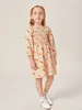 Toddler Girls Floral Print Flounce Sleeve Shirred Dress SHE01
