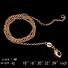 Moda 1mm 18K Gold Batilhed 925 Sterling Silver o Chain Chain Collo Jewelry Chain Gold Rosa 1824 polegadas5824116