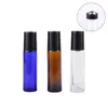 Dhgate 5 ml 10 ml Amber Blue Slim Dikke Glass Oog Serum Massage Ol Roller Bottle met metalen roestvrijstalen rollerbal Lege aromatherapie Roll op glazen fles Freeship