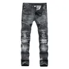 Erkek kot pantolon yırtık skinny jean moda ince motosiklet moto bisikletçisi nedensel erkek denim pantolon hip hop erkek kot pantolon plot254j