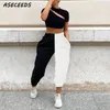 Mode Patchwork Jogger Frauen Jogginghose Streetwear Baumwolle hohe Taille Hosen koreanische Hosen Damen Hip Hop Sweat Hosen T200516