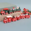 Christmas Train Toys Painted Wood Decoration For Home With Santa Bear Xmas Kid Toys Ornament New Year Gift Favor w-00456