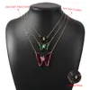 3PCS/Set Cute Crystal Butterfly Pendant Necklace for Women Rock Fashion 3 Colors Animal Rhinestone Party Wedding Jewelry