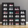 NOWY!!! Zagęścić plastikowe pudełka obuwnicze Wyczyść pyłoszczelne pudełko do przechowywania obuwia przezroczyste flip Candy Color Stackable Shoes Organizer Boxes Hurt Pro232