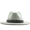 Panama Cap Jazz Formell Hatt Män Kvinnor Wide Brim Ull Felt Fedora Hattar med Bältespänne Trilby Chapeau Fashion Caps Party Top Hat