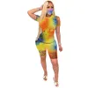 Tasarımcı Kadın Şort Kıyafetler Kravat Boya Eşofman Gömlek Üst Delik Pantolon 2 Parça Set Bayanlar Sweatsuits Giysileri DHL 2021