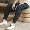 Zongke rayé travail vêtements hommes pantalons lin chinois taille 5XL pantalons de survêtement pour hommes mode Leggings 2022 printemps nouveautés Y220308