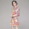 ファッションガールシャツのドレス長袖OL弓プリントハイエンド女性のドレス春秋のドレスの気質エレガントな女性のドレス