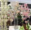 136 cm romantische künstliche hängende Zweige von Pfirsich-Kirschblüten-Reben-Seidenblumen für Zuhause, Hochzeitsdekoration, Blumenstrauß