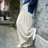 Johnature Women Linen Wide Leg Pants مرنة الخصر 2019 خريف الشتاء جيوب جديدة بالإضافة إلى حجم النساء ملابس سائبة سروال عتيقة T200319