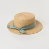Cappello in rafia a punta piatta con decorazione a fiocco all'ingrosso per cappelli da festa per cappelli estivi da spiaggia per bambini