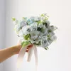 Mini Roses Bouquet avec ruban fleurs artificielles mariée mariage fleur maison fête voyage ornements 1327K