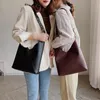2020 Новый бренд дамы Строчка Contrast Цвет Кожа PU Bucket Bag Сумка женская плеча Женщины путешествия сумки