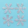 Groothandel 400 stks 4 cm glitter zilveren stof sneeuwvlok applique voor diy kerst feest ambachten boom accessoires decor patches S88 201127