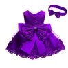 Winter Baby Girls Dress Newborn Lace Princess bow skirt For Baby 1st Year Birthday Dress Christmas Costume Infant Party Dress with free head