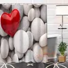 Modern Custom Red Heart Polyester Fabric Printing Shower Curtain Bathroom Waterproof 12 Hooks For The Bath T200711