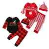 Clothing Sets Christmas Infant Baby Girls Boys 3Pcs Set MY FIRST Letter Print Long Sleeve Bodysuit+Pants+Hat