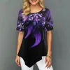 Summer Women Shirt Drukuj Topy Okrągły Neck Krótki Rękaw Boho Tee Shirts Kobieta Casual Luźna T-shirt Plus Size