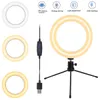 8 tum diameter 20 cm Live Fill Light Desktop TripoD 13W 5V 84LED 2835 LAMP PEADS VIT LJUS USB -anslutning Dimbar ringljus