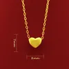 Collier coréen en or 14 carats pour femmes, bijoux de fiançailles de mariage, mat, petit amour, pendentif en forme de cœur, chaîne ras du cou, Q0531