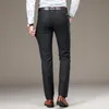 Brand Classic Business Fashion Stripe Dress Fit Byxor Office Casual Black Formal Men Suit Pants 201126